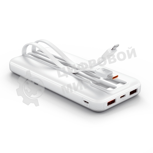 Портативный аккумулятор Vention Power Bank 10000mAh(Micro-USB/C/A/A) со встроенными кабелями 22.5W белый с LED Дисплеем, шт.