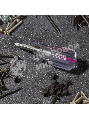 Отверткакомбинированная Rexant, прозрачная рукоятка,двухсторонний стержень 40 мм (крестовая PH 2, шлицевая SL 6 мм)