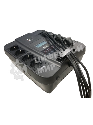 Источник бесперебойного питания Powercom Back-UPS SPIDER, Line-Interactive, LCD, AVR, 900VA/540W, Schuko, USB, black (1456263)