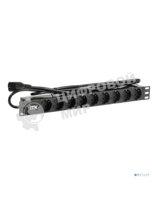 Блок распределения питания ITK алюминевый профиль PH22-9D2 гор.размещ. 9xSchuko базовые 10A C14 2м