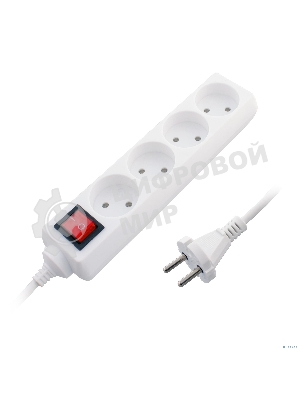 Удлинитель 4 розетки СТАРТ (4670012297765) С/У S 4x5 -V. Заземления нет. Кнопка включения. Длина провода 5,0 м