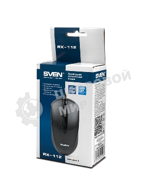 Мышь проводная SVEN RX-112 черный, 800 dpi, USB, кнопки - 3