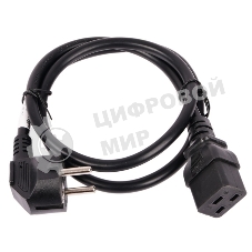 Шнур питания Lanmaster C19-Schuko прямая, 3х1.5, 220В, 16А, черный, 3 метра