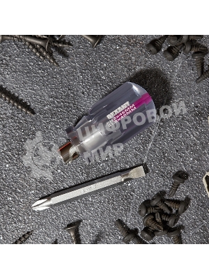 Отверткакомбинированная Rexant, прозрачная рукоятка,двухсторонний стержень 40 мм (крестовая PH 2, шлицевая SL 6 мм)