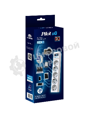 Сетевой фильтр ZIS PILOT Surge protector Pilot SG5 5 outlets (GP), 10A/2.2kVt, automatic circuit-breaker, 3 m