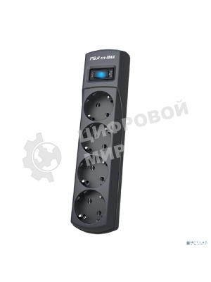 Сетевой фильтр ZIS Pilot m Max 4 розетки (евро с заземлением), 15А/3.3кВа, автомат, 3 м, черный Surge protector Pilot m Max 4 euro outlets, 15А/3.3кВа, 3m, black