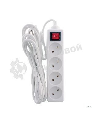 Удлинитель 4 розетки СТАРТ (4670012297765) С/У S 4x5 -V. Заземления нет. Кнопка включения. Длина провода 5,0 м