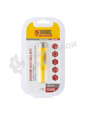 Сверло алмазное по керамограниту Denzel 18 мм, мокрое резание, 6-гранный хвостовик