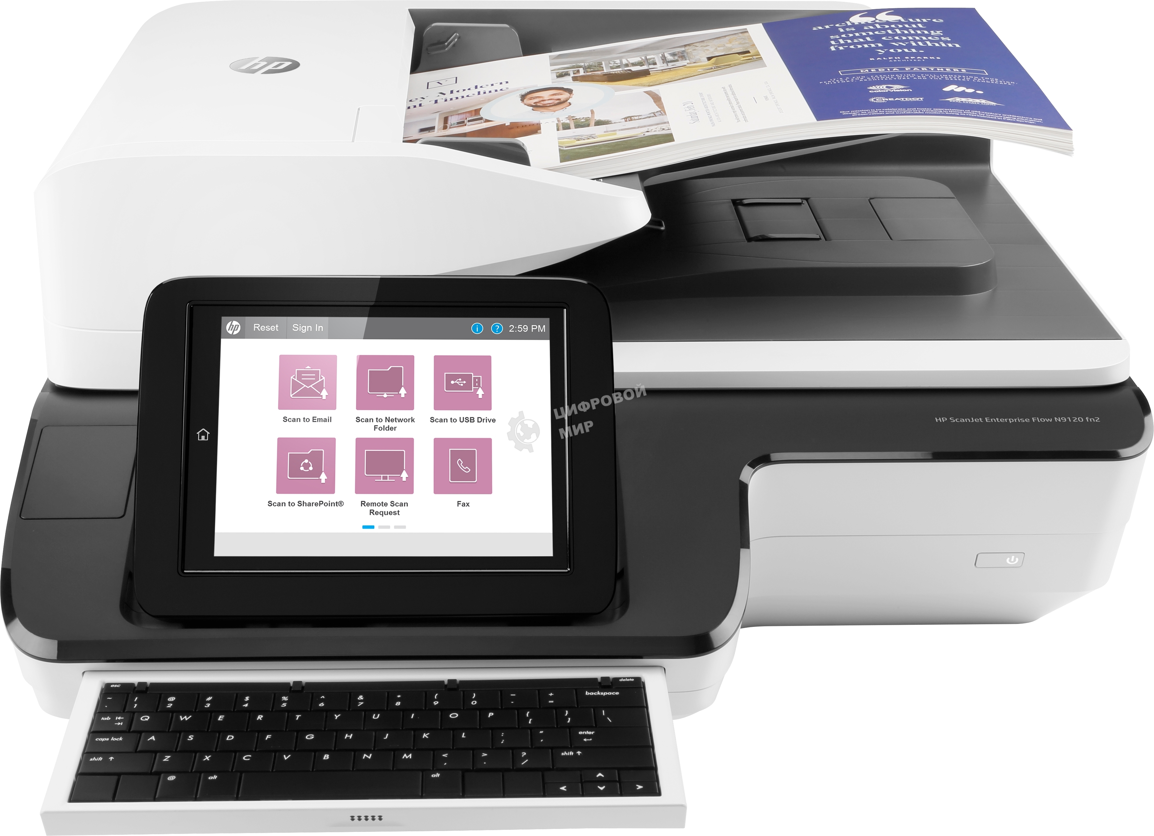 Сканер HP Scanjet Enterprise Flow N9120 fn2 Flatbed Scanner (A3,600x600 dpi,24 bit, USB,ADF 200 sheets, 120ppm A4, Duplex, 1y warr, replace L2683B)