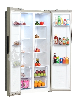 Холодильник Hyundai CS4505F нержавеющая сталь двухкамерный Side by Side 271/165л морозилка сбоку