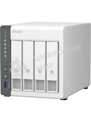 Сетевое хранилище SMB QNAP TS-433-4G NAS 4 HDD trays. ARM 4-core Cortex-A55 2.0GHz, ram 4 Gb (max), 1x1GbE, 1x2.5GbE, 2xUSB 2.0 port,1xUSB 3.2 Gen 1