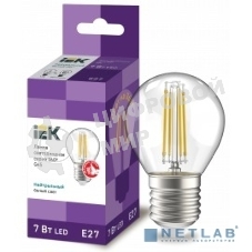 Лампа cветодиодная LED G45 шар прозр. IEK LLF-G45-7-230-40-E27-CL 7Вт 230В 4000К E27 серия 360°