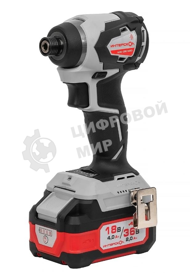 Дрель-шуруповерт ИНТЕРСКОЛ ШАУ-250/36ВЭ, 36 В, 2 Ач, 250 Нм, бесщеточный, ударный