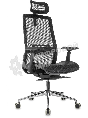 Кресло руководителя Бюрократ MC-912-H черный, сетка с подголов. крестов. металл хром