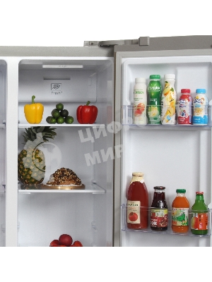 Холодильник Hyundai CS4505F нержавеющая сталь двухкамерный Side by Side 271/165л морозилка сбоку