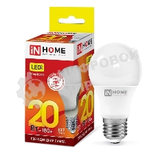 Лампа светодиодная LED-A60-VC 20Вт 230В E27 3000К 1800лм IN HOME 4690612020297