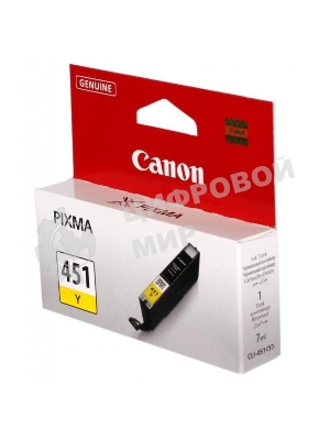 Картридж струйный CLI-451Y (6526B001) для Canon PIXMA iP7240/MG6340/MG5440, Желтый(Yellow), 344стр.