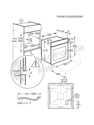 Встраиваемый духовой шкаф Electrolux EOF5H50BX, Электрический духовой шкаф с конвекцией, приготовление на пару, объем 65 л, 8 режимов, очистка каталитическая, 2 стекла в дверце, направляющие проволочные, нержавеющая сталь