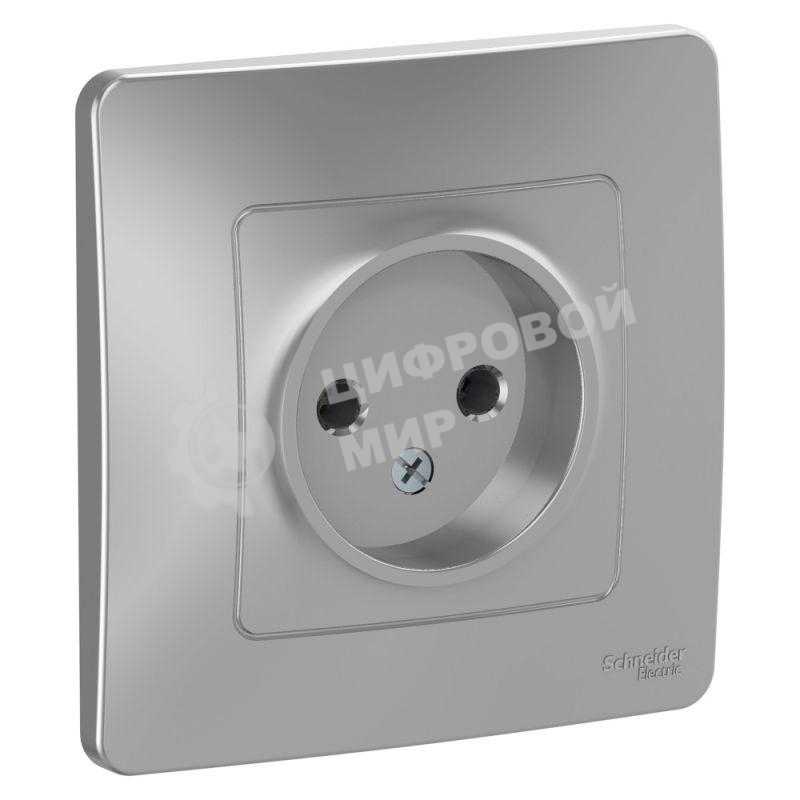 Розетка СП Blanca 16А 250В без шторок без заземл. алюм. SchE BLNRS000013