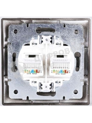 Розетка 2-м СП Мира 16А IP20 с заземл. керам. черный бархат LEZARD 701-4242-127