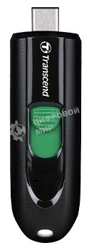 Флешка USB Transcend JetFlash 790C (TS128GJF790C), 128Gb, USB 3.2, R/W 90/60, черный/зеленый