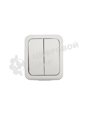 Выключатель двухклавишный Kranz Mini OG открытой установки, IP54 белый