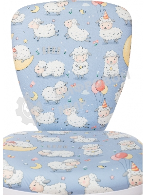 Кресло детское Бюрократ KD-W10 голубой овечки крестов. пластик пластик белый