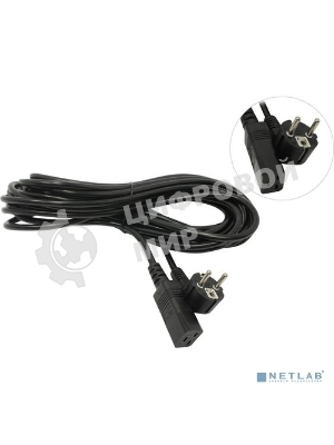 Кабель питания ExeGate Power PC19-10P (Евровилка Schuko->С19) VDE-250V-3*1.5-CU, черный, 16А, 10м