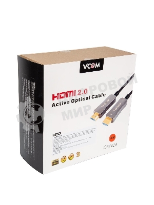 Активный оптический кабель HDMI 19M/M,ver. 2.0, 4K@60 Hz 80m VCOM