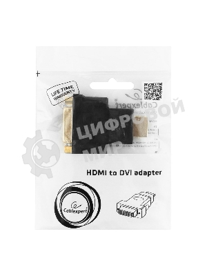 Переходник Gembird Переходник HDMI-DVI 19M/25F, золотые разъемы, пакет
