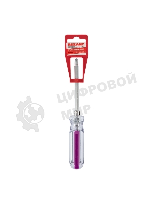 Отверткакомбинированная Rexant, прозрачная рукоятка, двухсторонний стержень 120 мм (крестовая PH 2, шлицевая SL 6 мм)