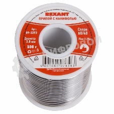 Припой с канифолью Rexant, 500 г, Ø3.0 мм, (олово 60%, свинец 40%), катушка