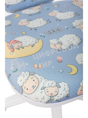 Кресло детское Бюрократ KD-W10 голубой овечки крестов. пластик пластик белый