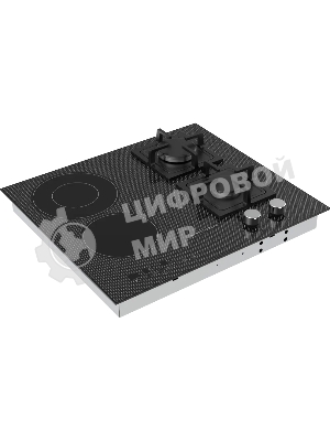 Комбинированная варочная панель Kuppersberg EGS 600 Газоэлектрическая независимая варочная поверхность, стеклокерамика KANGER, ширина 60 см, Тип нагрева HI-Light/Газ, Слайдер/механическое управление, 3 цифровых дисплев, 9 уровней мощности, Блокировка панели управления, Индикаторы остаточного тепла, Таймер, Автоматическое отключение, цвет черный с серой графикой, Цвет фурнитуры нержавеющая сталь