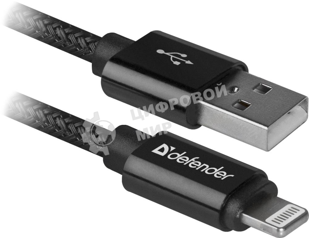 Кабель Defender LIGHTNING TO USB2 1M черный ACH01-03T