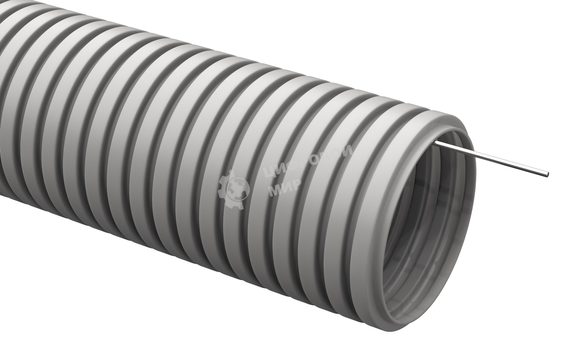 Труба гофрированная ПВХ d32 мм с зондом сер. (уп. 25 м) IEK CTG20-32-K41-025I