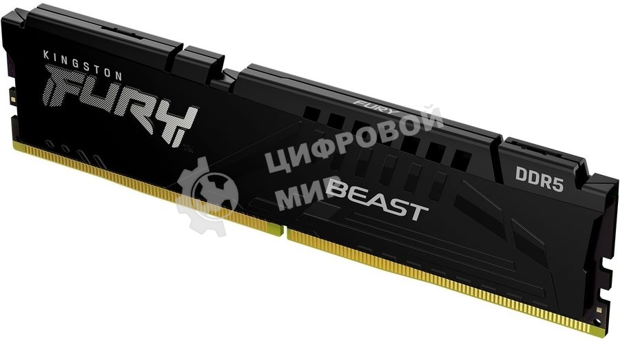 Оперативная память Kingston Fury Beast, DDR5, 32GB (1x32GB), 5200MHz, CL40, DIMM, радиатор, черный