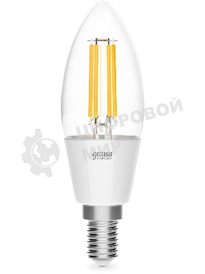 Лампа светодиодная филаментная Gauss Smart Home DIM+CCT E14 C35 4,5 Вт 2000-6500 К 1/10/40