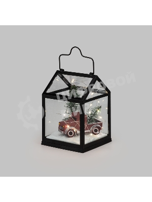 Декоративный фонарь Neon-night 513-040 с машиной, черный корпус, размер 14х14х21 см, теплый белый, питание 2хАА (не в комплекте)