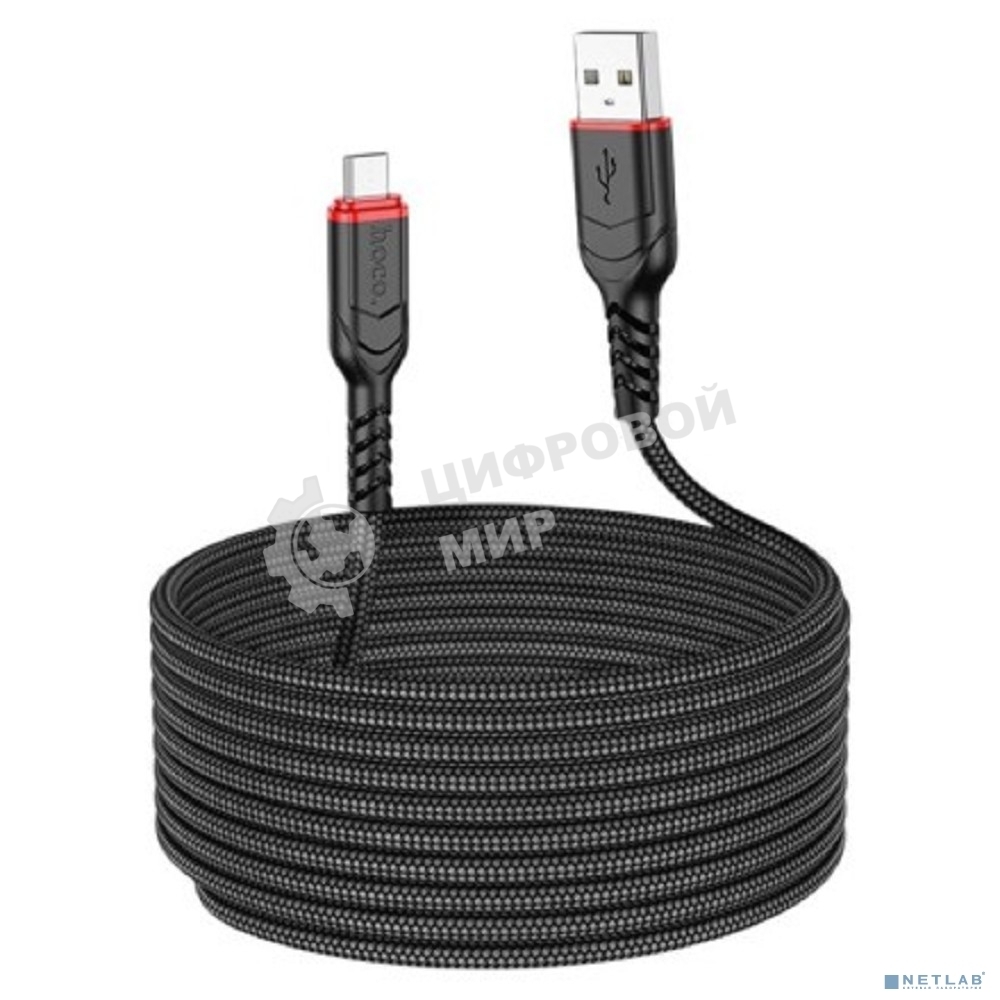 Кабель HOCO X59/USB кабель Micro/3m/2.4A/Нейлон/черный