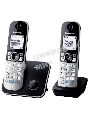 Телефон беспроводной (DECT) Panasonic KX-TG6812RU черный (труб. в компл.:2шт) АОН