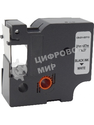 Картридж ленточный Cactus CS-D1-53713 24мм, черный шрифт, белый фон, 7м для DYMO Rhino Pro 6000, LM 500TS