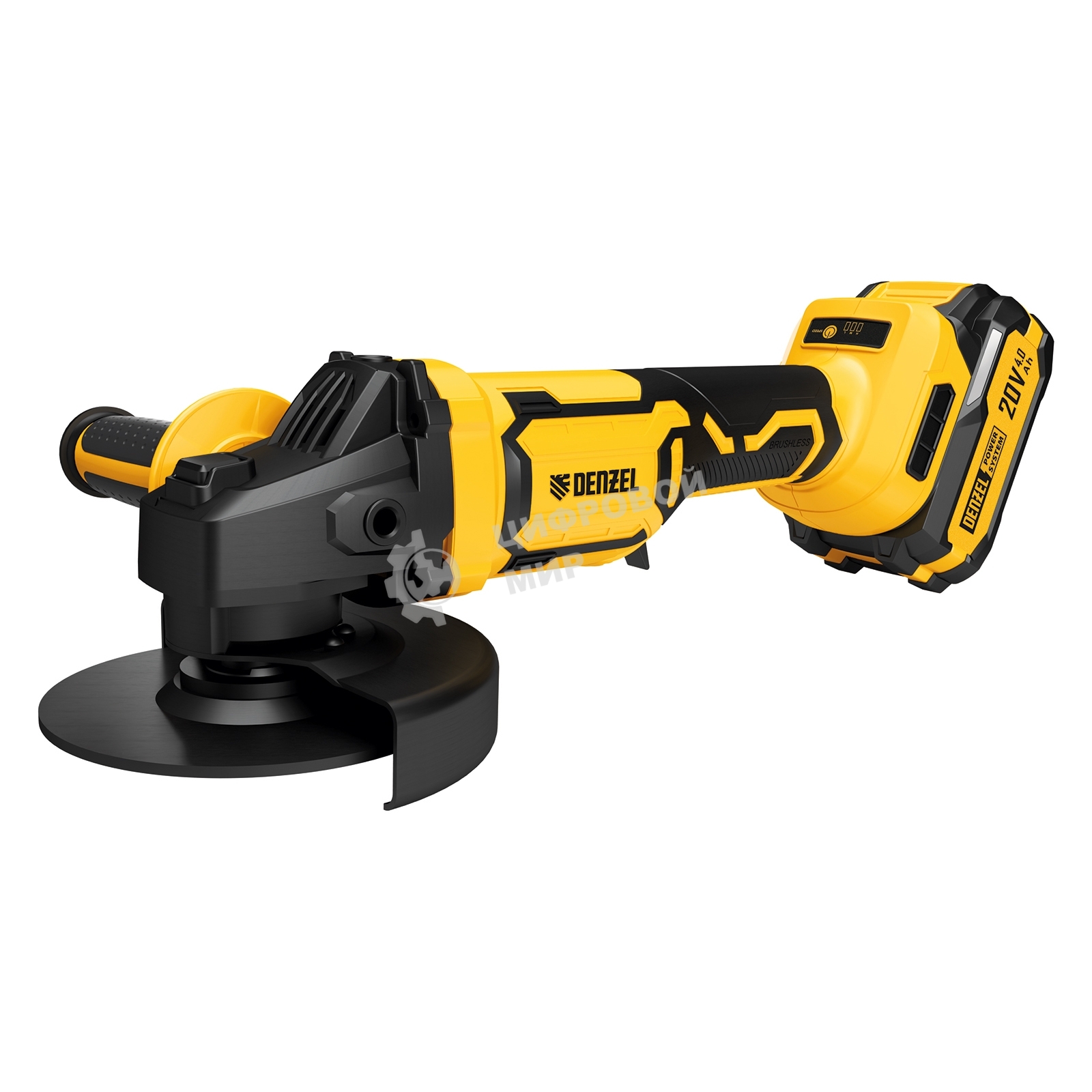 Машина шлифовальная угловая Denzel аккумуляторная бесщет. AGH-BL-20-125, Li-Ion, 20 В