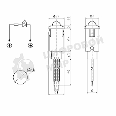 Индикатор Rexant Ø8 12В с проводом красный LED