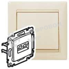 Розетка компьютерная Legrand 774130 RJ45 Valena 1 выход Кат.5e UTP (слоновая кость) монтаж на захватах