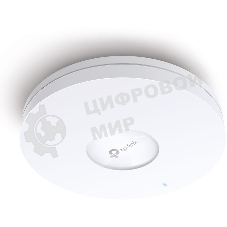 Точка доступа TP-Link 11AX dual-band ceiling access point, up to 1200 Mbit/s at 5 GHz and up to 574 Mbit/s at 2.4 GHz, 1 10/100/1000Mbps LAN port, support PoE 802.3at standard, support BSS coloring, Seamless Roaming, Mesh, Band Steering, Airtime Fairness, MU-MIMO, ma