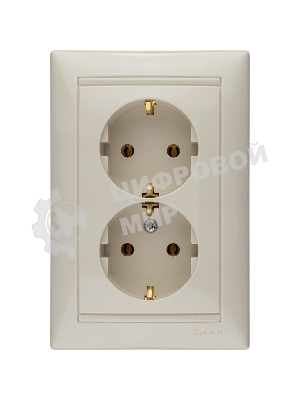 Электроустановочные изделия Legrand Legrand 774370 Розетка двойная (моноблок) Valena с заземлением (слоновая кость)