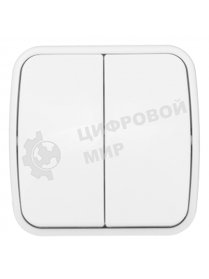 Выключатель 2-клавишный ОП 10А белый Минск EKF Basic