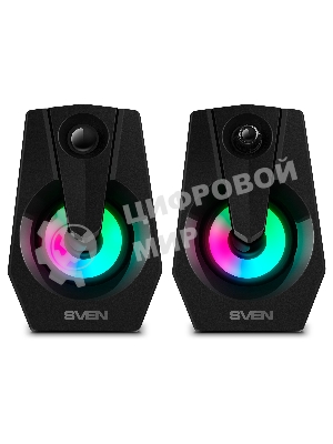 Акустическая система SVEN 370 2.0 черные (2x2W, USB, RGb подсветка)