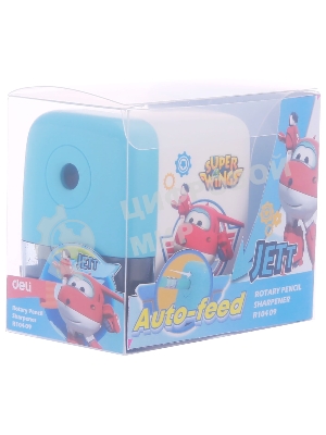 Точилка для карандашей механическая Deli ER10409 Super Wings, 1 отверстие, пластик, ассорти